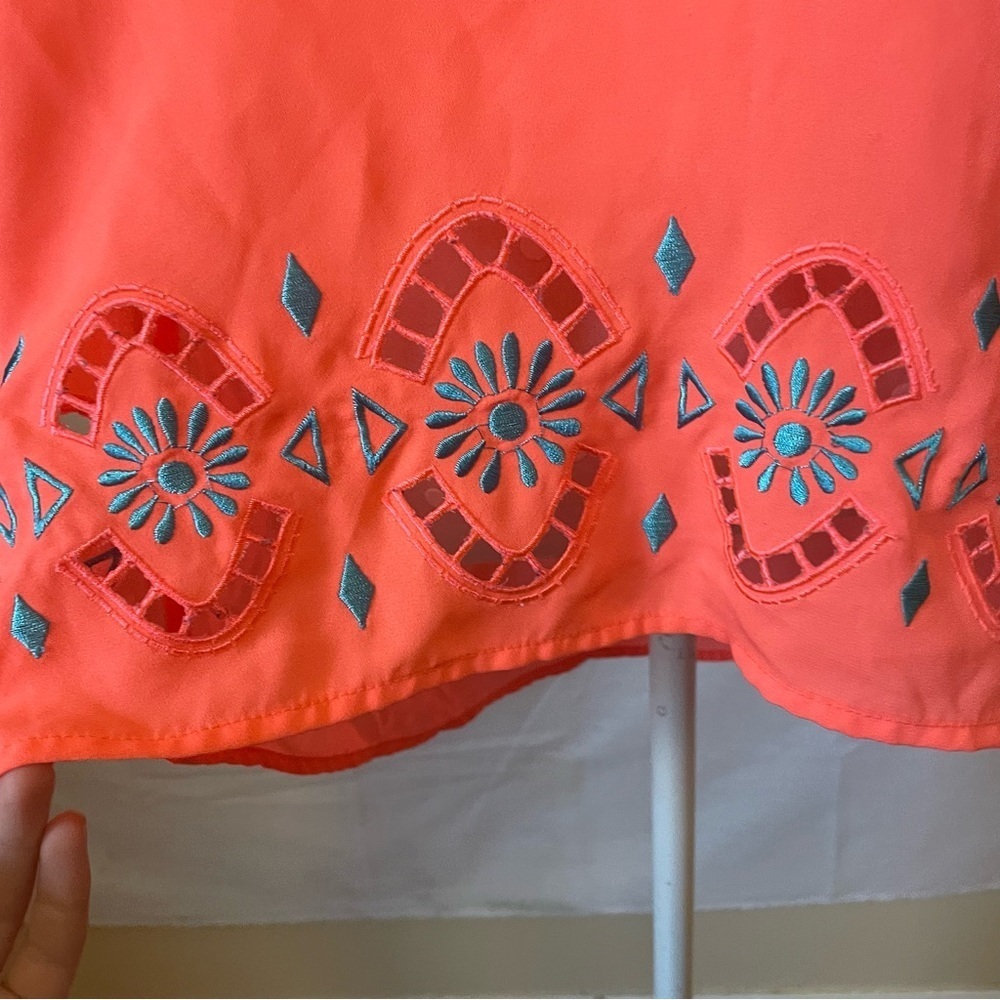 Size L Vanity Peach/Blue Cutout Racerback Tank Top A2 - Picture 4 of 5